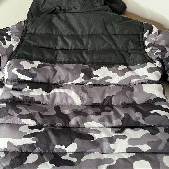 AQ Boys Camouflage Fleece Lined Winter Gray Black Faux Shearling Hood Zip Front - Picture 3 of 7